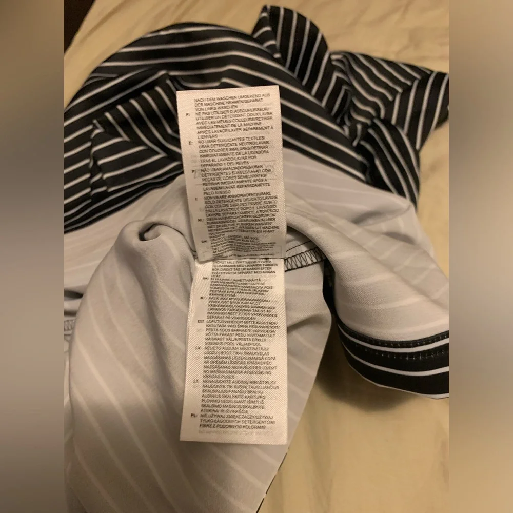 ✨⚡️💥Adidas Trefoil Originals Satin Black White Striped Tee Dress - Picture 8 of 15